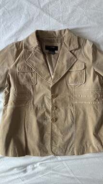 OuterEdge Tan 100% Leather Blazer Jacket Size L